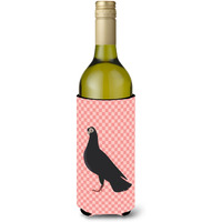 "Caroline's Treasures Budapest Highflyer Pigeon Pink Check Decorative Bottle Hugger, 750 ml, Multicolor"