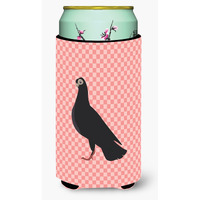 "Caroline's Treasures Budapest Highflyer Pigeon Pink Check Decorative Can Hugger, Tall Boy, Multicolor"