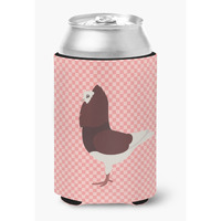 "Caroline's Treasures Capuchin Red Pigeon Pink Check Decorative Can Hugger, Multicolor"