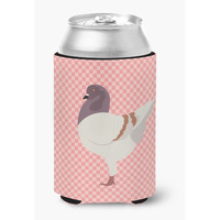 "Caroline's Treasures German Modena Pigeon Pink Check Decorative Can Hugger, Multicolor"