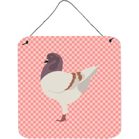 "Caroline's Treasures Pink German Modena Pigeon Check Metal Print, 6hx6w"