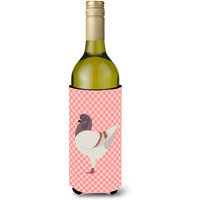 "Caroline's Treasures German Modena Pigeon Pink Check Decorative Bottle Hugger, 750 ml, Multicolor"