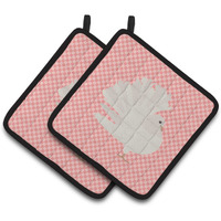 "Caroline's Treasures Silver Fantail Pigeon Pink Check Decorated Pot Holder, 7.5"" x 7.5"""