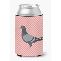 "Caroline's Treasures Racing Pigeon Pink Check Decorative Can Hugger, Multicolor"