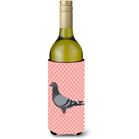 "Caroline's Treasures Racing Pigeon Pink Check Decorative Bottle Hugger, 750 ml, Multicolor"