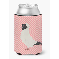 "Caroline's Treasures Nun Pigeon Pink Check Decorative Can Hugger, Multicolor"