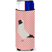 "Caroline's Treasures Nun Pigeon Pink Check Decorative Can Hugger, Slim, Multicolor"
