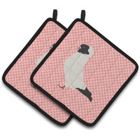 "Caroline's Treasures Nun Pigeon Pink Check Decorated Pot Holder, 7.5"" x 7.5"""
