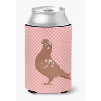 "Caroline's Treasures African Owl Pigeon Pink Check Decorative Can Hugger, Multicolor"
