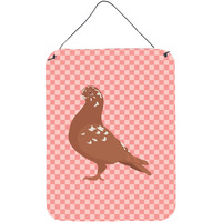 "Caroline's Treasures African Owl Pigeon Pink Check Metal Print, 16hx12w, Multicolor"