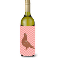 "Caroline's Treasures African Owl Pigeon Pink Check Decorative Bottle Hugger, 750 ml, Multicolor"