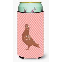 "Caroline's Treasures African Owl Pigeon Pink Check Decorative Can Hugger, Tall Boy, Multicolor"