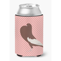 "Caroline's Treasures English Pouter Pigeon Pink Check Decorative Can Hugger, Multicolor"