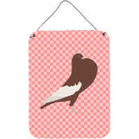"Caroline's Treasures English Pouter Pigeon Pink Check Metal Print, 16hx12w, Multicolor"