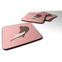 "Caroline's Treasures English Pouter Pigeon Pink Check Decorative coasters, 3.5, Multicolor"