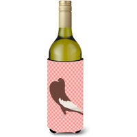 "Caroline's Treasures English Pouter Pigeon Pink Check Decorative Bottle Hugger, 750 ml, Multicolor"