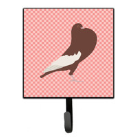 "Caroline's Treasures English Pouter Pigeon Pink Check Wall Hook, Small, Multicolor"