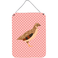 "Caroline's Treasures Golden Phoenix Quail Pink Check Metal Print, 16hx12w, Multicolor"