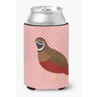 "Caroline's Treasures Chinese Painted or King Quail Pink Check Decorative Can Hugger, Multicolor"