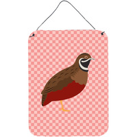 "Caroline's Treasures Pink Check Chinese Painted or King Quail Metal Print, 16hx12w, Multicolor"