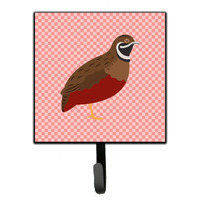 "Caroline's Treasures Chinese Painted or King Quail Pink Check Wall Hook, Small, Multicolor"