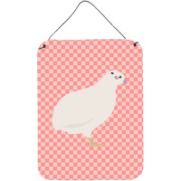 "Caroline's Treasures Texas Quail Pink Check Metal Print, 16hx12w, Multicolor"