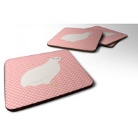 "Caroline's Treasures Texas Quail Pink Check Decorative coasters, 3.5, Multicolor"