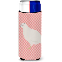 "Caroline's Treasures Texas Quail Pink Check Decorative Can Hugger, Slim, Multicolor"