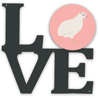 "Caroline's Treasures Texas Quail Pink Check Metal Artwork Love wall-decor, Multicolor"