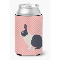 "Caroline's Treasures Dutch Rabbit Pink Check Decorative Can Hugger, Multicolor"