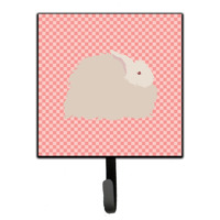 "Caroline's Treasures Fluffy Angora Rabbit Pink Check Wall Hook, Small, Multicolor"