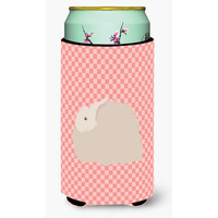 "Caroline's Treasures Fluffy Angora Rabbit Pink Check Decorative Can Hugger, Tall Boy, Multicolor"