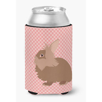 "Caroline's Treasures Lionhead Rabbit Pink Check Decorative Can Hugger, Multicolor"