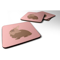 "Caroline's Treasures Lionhead Rabbit Pink Check Decorative coasters, 3.5, Multicolor"