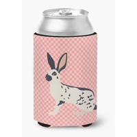 "Caroline's Treasures English Spot Rabbit Pink Check Decorative Can Hugger, Multicolor"