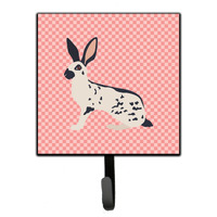 "Caroline's Treasures English Spot Rabbit Pink Check Wall Hook, Small, Multicolor"