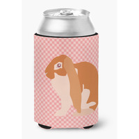 "Caroline's Treasures English Lop Rabbit Pink Check Decorative Can Hugger, Multicolor"
