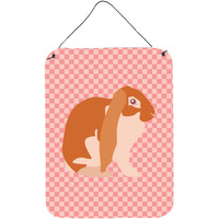 "Caroline's Treasures English Lop Rabbit Pink Check Metal Print, 16hx12w, Multicolor"
