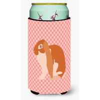 "Caroline's Treasures English Lop Rabbit Pink Check Decorative Can Hugger, Tall Boy, Multicolor"
