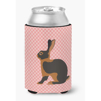 "Caroline's Treasures Tan Rabbit Pink Check Decorative Can Hugger, Multicolor"