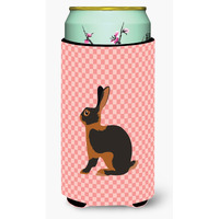 "Caroline's Treasures Tan Rabbit Pink Check Decorative Can Hugger, Tall Boy, Multicolor"