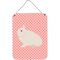 "Caroline's Treasures Hermelin Rabbit Pink Check Metal Print, 16hx12w, Multicolor"