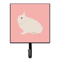"Caroline's Treasures Hermelin Rabbit Pink Check Wall Hook, Small, Multicolor"