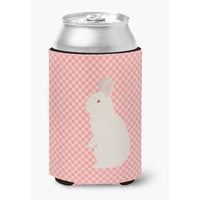 "Caroline's Treasures New Zealand White Rabbit Pink Check Decorative Can Hugger, Multicolor"