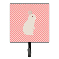 "Caroline's Treasures New Zealand White Rabbit Pink Check Wall Hook, Small, Multicolor"