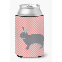 "Caroline's Treasures Giant Chinchilla Rabbit Pink Check Decorative Can Hugger, Multicolor"