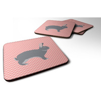 "Caroline's Treasures Giant Chinchilla Rabbit Pink Check Decorative coasters, 3.5, Multicolor"