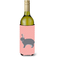 "Caroline's Treasures Giant Chinchilla Rabbit Pink Check Decorative Bottle Hugger, 750 ml, Multicolor"