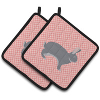 "Caroline's Treasures Giant Chinchilla Rabbit Pink Check Decorated Pot Holder, 7.5"" x 7.5"""