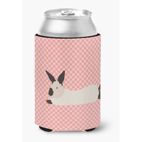"Caroline's Treasures California White Rabbit Pink Check Decorative Can Hugger, Multicolor"